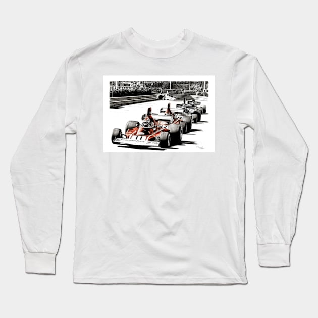 Clay Regazzoni & Niki Lauda. Ferrari 312B3. Monaco Long Sleeve T-Shirt by oleynik